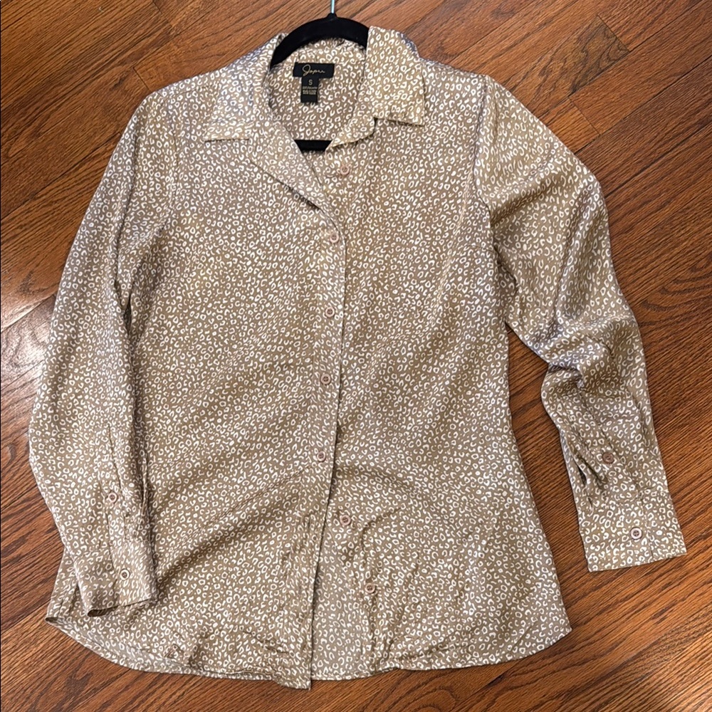 Cheetah print Tan Button-Up Blouse